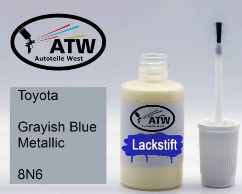 Toyota, Grayish Blue Metallic, 8N6: 20ml Lackstift, von ATW Autoteile West.